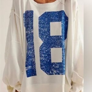 We The Free White Sweatshirt with Blue Graphic